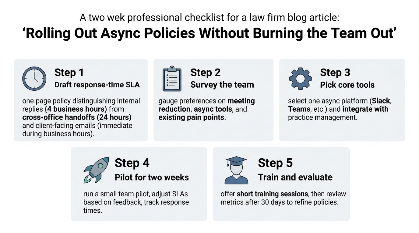 A five-step professional checklist for law firms to implement asynchronous communication policies without staff burnout.