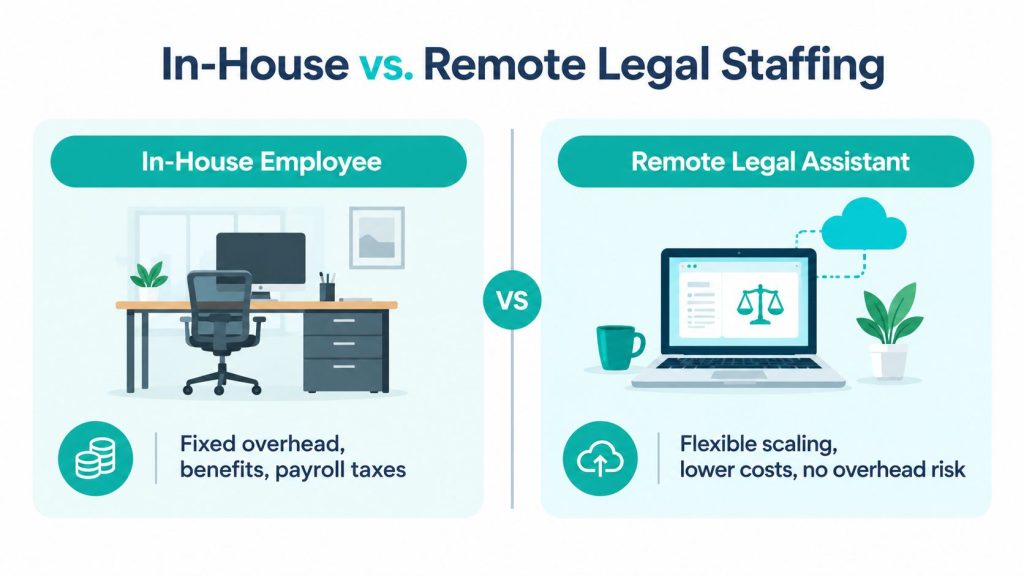 Virtual legal assistant staffing for U.S. law firms