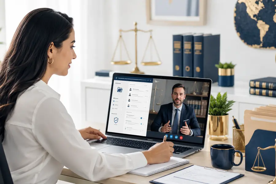 Virtual legal assistant on a client video call