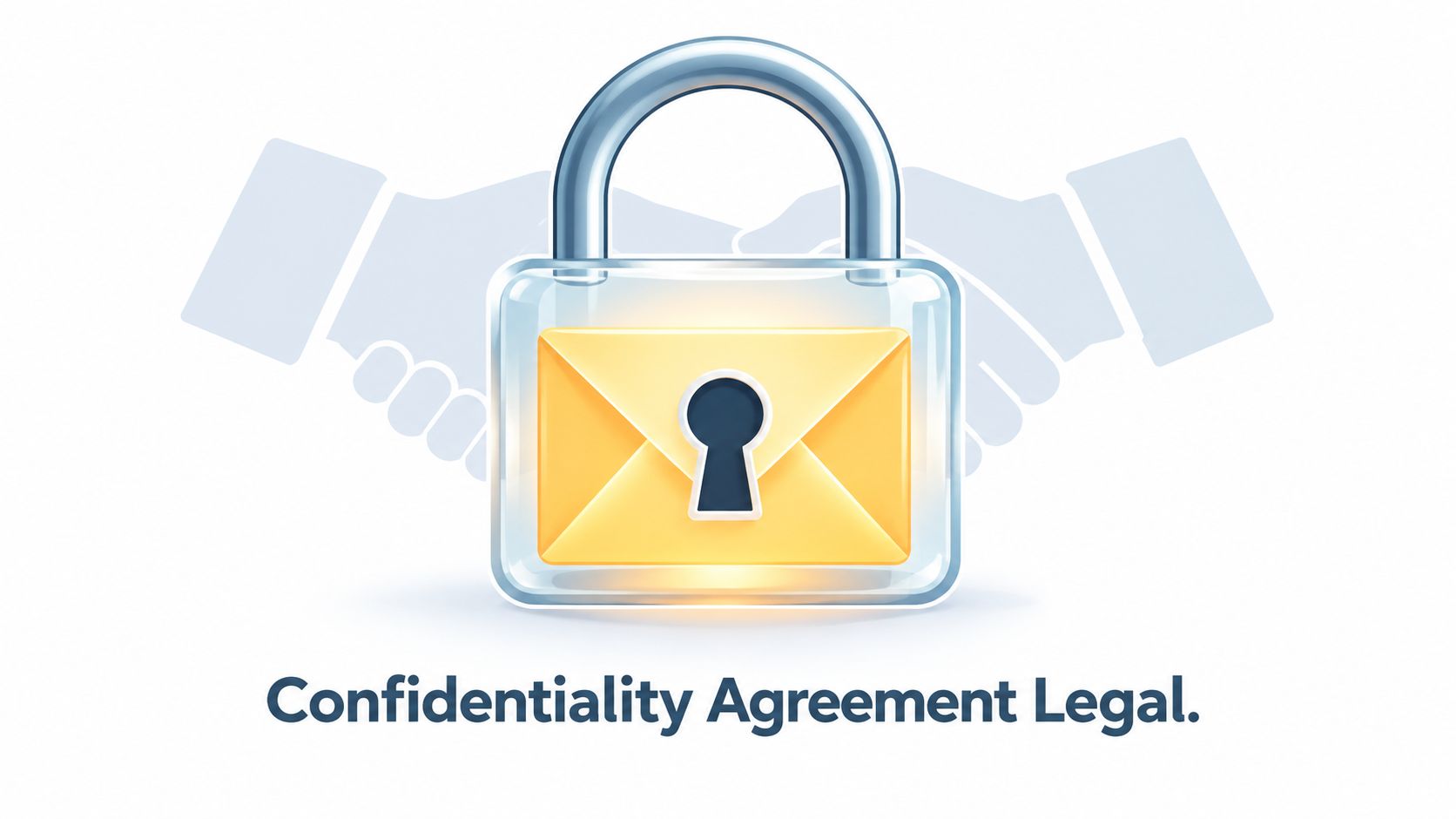 A conceptual illustration of a padlock over an envelope with a handshake symbol representing a confidentiality agreement.
